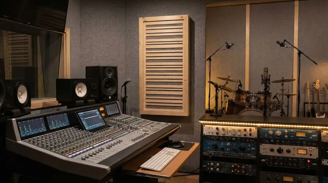 Acoustific akoestische studio ruimte met professionele geluidsabsorptie panelen
